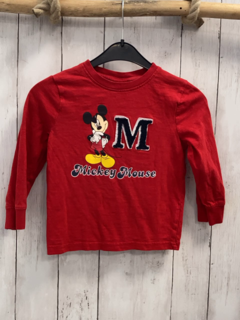 Disney  Langarmshirt  Gr. 104  rot Micky Mouse Schrift 