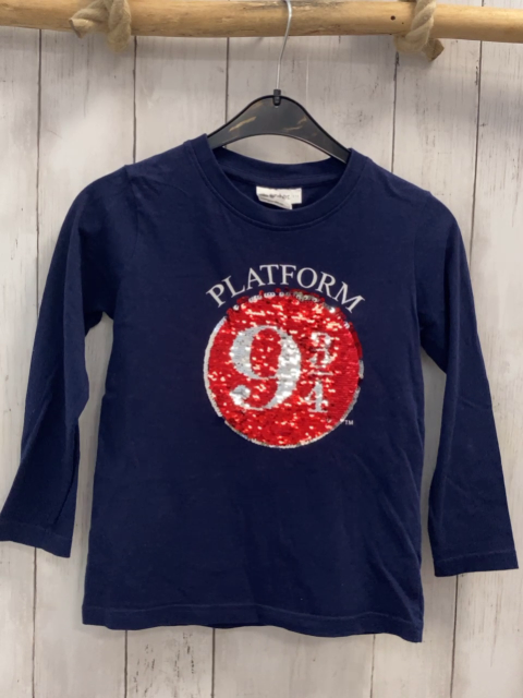 Harry Potter Langarmshirt  Gr. 116  blau Pailettenbild Schrift 