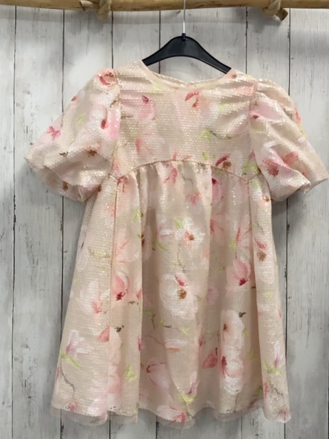 H&M  Kleid  Gr. 116  creme Pailetten Blumen 