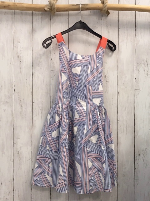 Okaidi Kleid  Gr. 140  weiß blau hellblau orange Streife 