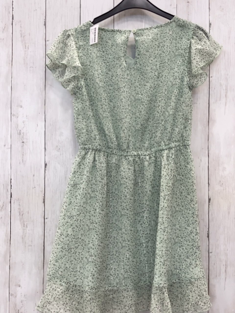   Kleid  Gr. 152  mint hellgrüne Blumen graue Blätter 
