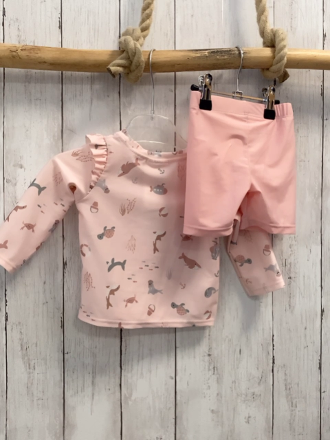 2tlg H&M UV-Schutzshirt + Shorts Gr. 62  rosa Unterwassertiere + rosa