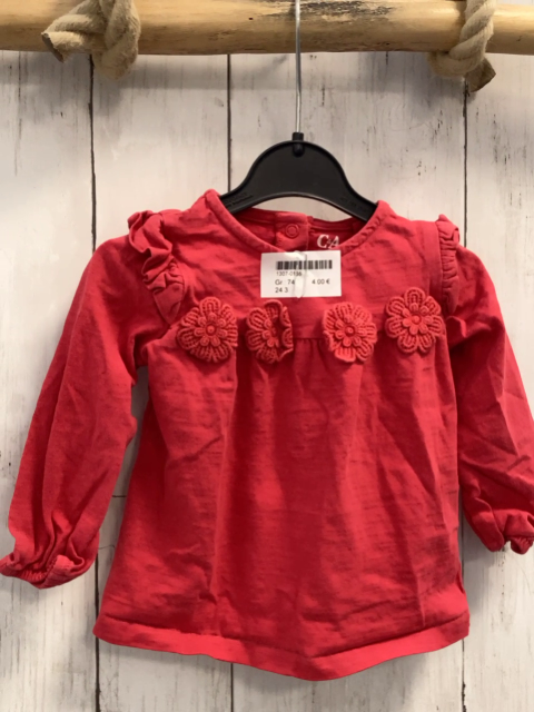  Langarmshirt Gr. 74  rot Blumen