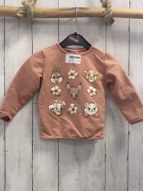   Pullover  Gr. 80  lachs Disney Tierköpfe Blumen 