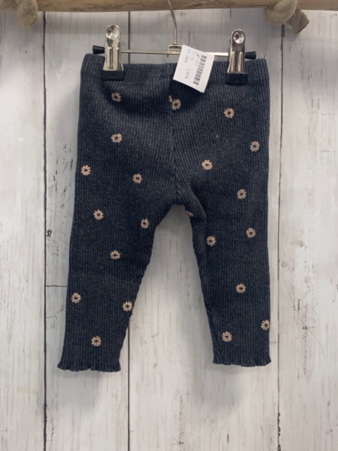 Zara  Leggings Gr. 74  dunkelgrau Rippen lachs Blumen 