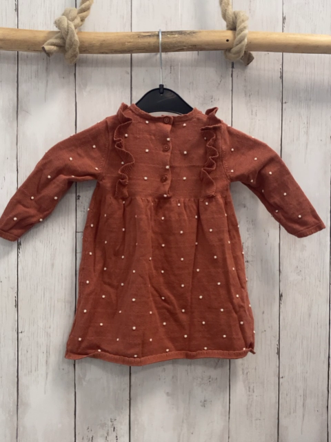   Kleid  Gr. 74  rost Strick Rüschen weiße Punkte 