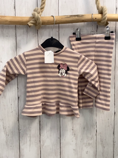 2tlg Lefties  Pullover + Leggings  Gr. 74  lachs aubergine Streifen Rippen Minnie Mouse 