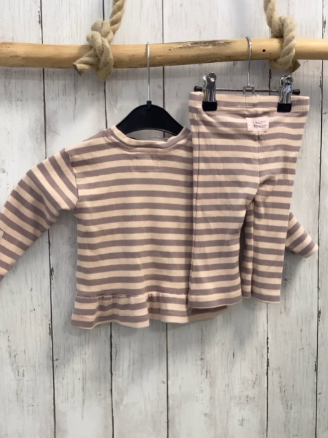 2tlg Lefties  Pullover + Leggings  Gr. 74  lachs aubergine Streifen Rippen Minnie Mouse 