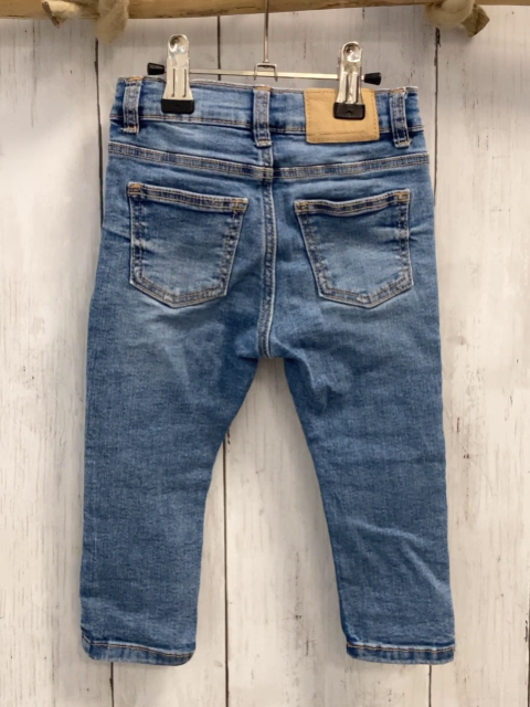 Zara  Hose  Gr. 86  blau Jeans orange Nähte Bund verstellbar 