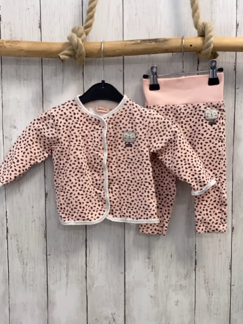 2tlg Bondi  Sweatjacke + Jogginghose  Gr. 68  rosa grauer Druck weißer Bund 