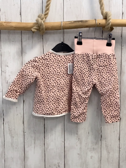 2tlg Bondi  Sweatjacke + Jogginghose  Gr. 68  rosa grauer Druck weißer Bund 