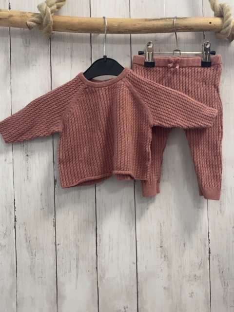 2tlg Zara  Pullover + Leggings  Gr. 68  rostrot Strick Zöpfe 