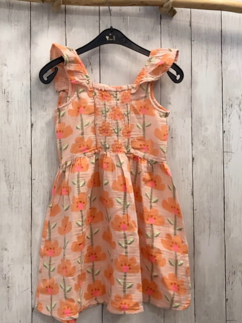 neu Kleid Gr. 122  rosa aprikot Blumen musselin 