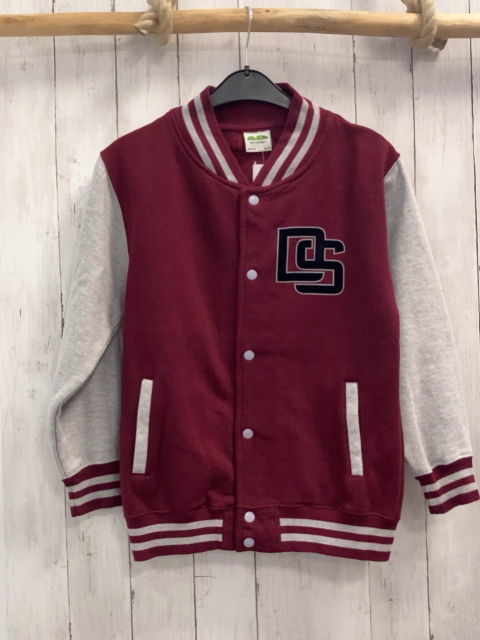  Sweatjacke  Gr. 152  rot graue Ärmel + grauer Streifenbund 