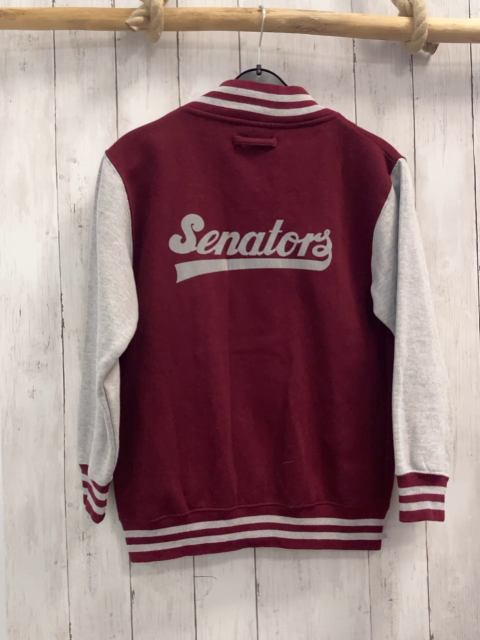  Sweatjacke  Gr. 152  rot graue Ärmel + grauer Streifenbund 