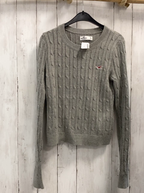 Hollister  Pullover  Gr. 158  grau Strick Zöpfe 