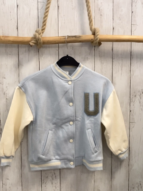 Zara  Sweatjacke  Gr. 122  hellblau weiße Ärmel hellblau weißer Streifenbund 
