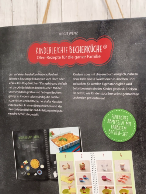 3 teiliges Backbuchset Becherküche (Für die Backprofis von morgen + Ofen-Rezepte für die ganze Familie) + Becherset 