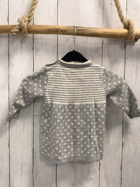 Alana  Kleid  Gr. 74  grau weiße Streifen + weiße Punkte Strick 