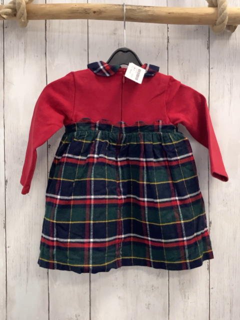 Mayoral  Kleid Gr. 80  rotes Oberteil grün blau rot weiß gelb karierter Kragen + Rock