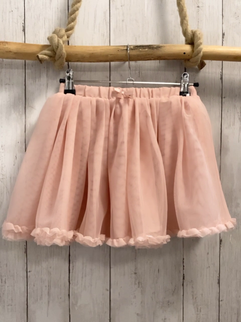 H&M Rock Gr. 128  rosa Tüllüberrock mit Rüschensaum 