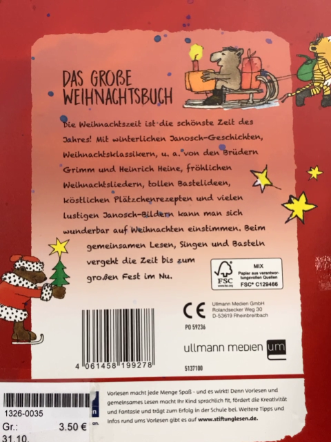  Buch Janosch Das große Weihnachtsbuch 