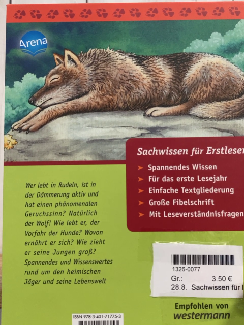 Sachwissen für Erstleser   Buch Der Wolf 
