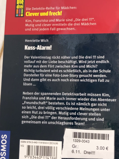 Drei!!! Buch Kuss-Alarm 
