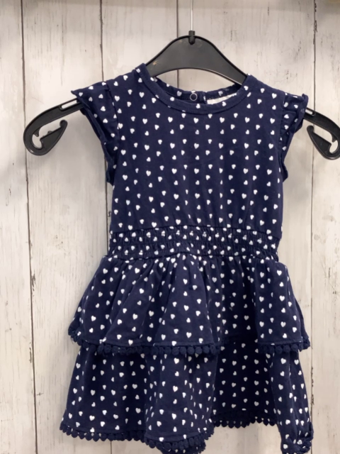   Kleid  Gr. 74  blau weiße Herzen Rüschen
