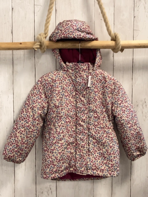 2tlg  Winterjacke  Gr. 104  beige Blumen mit Fleeceinnenjacke 