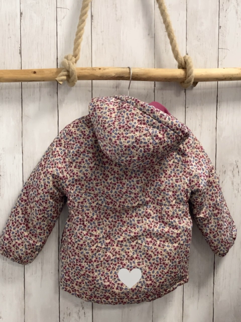 2tlg  Winterjacke  Gr. 104  beige Blumen mit Fleeceinnenjacke 