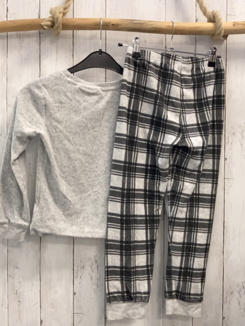 2tlg Schlafanzug Gr. 140  grau kariert + hellgrau Auto Nicky