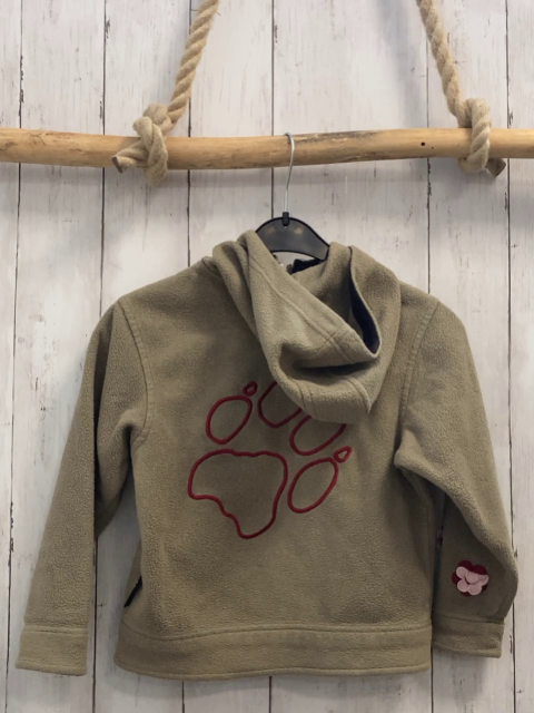 Jack Wolfskin  Fleecejacke  Gr. 116  sand Kapuze rote Schrift Blumen 