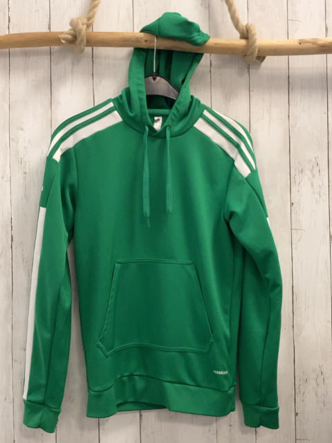 Adidas  Sportshirt lang  Gr. 158/164  grün Kapuze weiße Streifen 