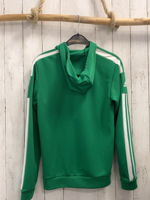 Adidas  Sportshirt lang  Gr. 158/164  grün Kapuze weiße Streifen 