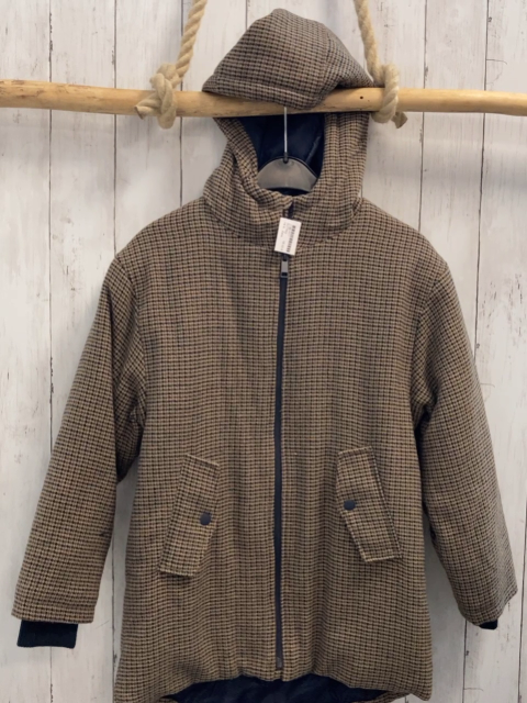 Zara  Jacke  Gr. 152  beige schwarz braun rot petrol kariert wolloptik