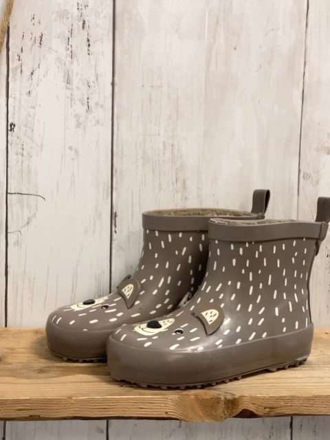   Gummistiefel  Gr. 22  grau weiße Striche Bärengesicht gefüttert  