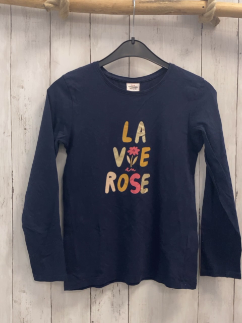 Tape à l´ oeil  Langarmshirt  Gr. 140  blau bunte Schrift mit golden Glitzer 