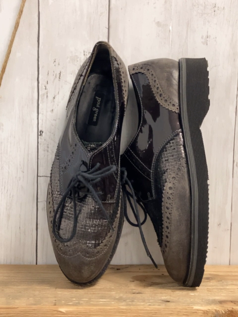 Paul Green  Schuhe  Gr. 38  grau mit Lack + Glitzer 
