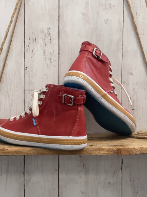 Biker Wolky  Boots  Gr. 38  rot weiße Schnürsenkel weiß ocker Sohle 