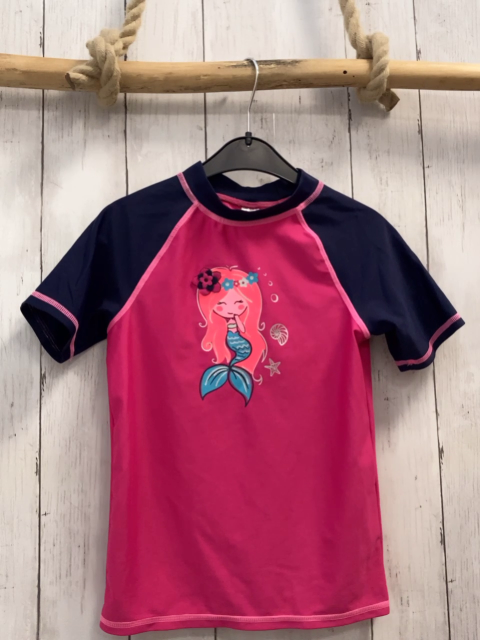   UV-Schutzshirt Gr. 122/128  pink blau Nixe rosa Nähte 