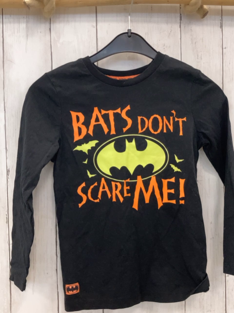   Langarmshirt  Gr. 110  schwarz Batman orange Schrift 