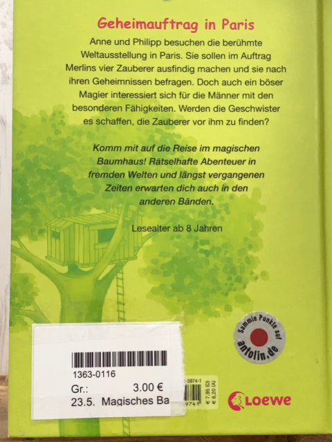 Magisches Baumhaus  Buch Geheimauftrag in Paris 