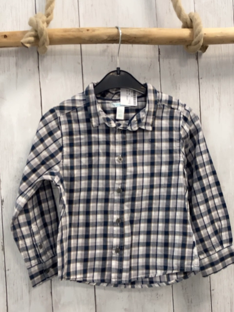 Obaibi Hemd Gr. 98  blau grau ocker kariert