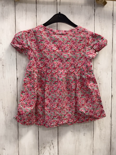 Jacadi  Sommerbluse  Gr. 116  weiß rot rosa Blumen grüne Blätter 