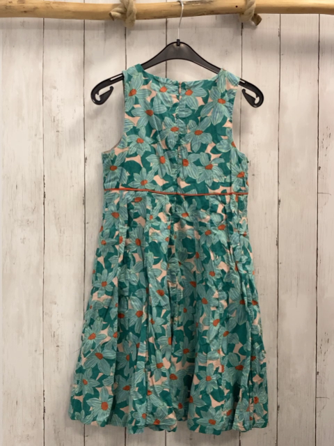 DP...aM Kleid  Gr. 140  lachs hellblau hellgrüne orange Blütten grüne Blätter 