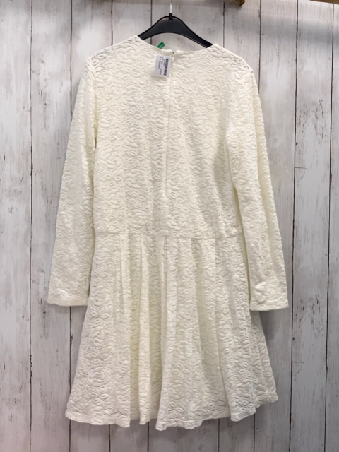 Benetton  Kleid  Gr. 158  weiß Lochmuster mit Blumen 