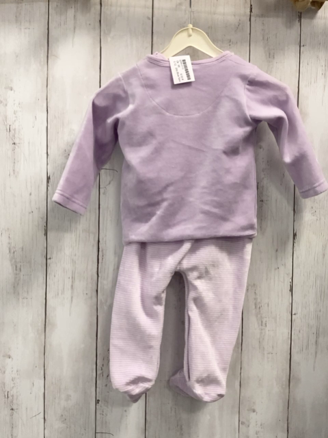 2tlg Blue Seven  Strampler + Jacke  Gr. 68  lavendel weiße Streifen + lavendel mit Blumen 