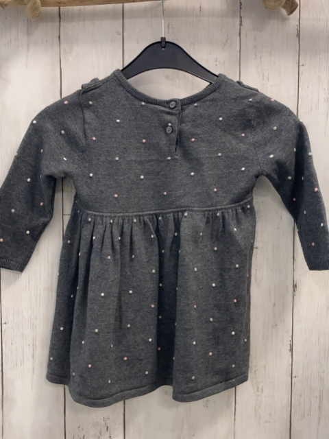 H&M Kleid  Gr. 80  grau Strick Punkte Rüschen