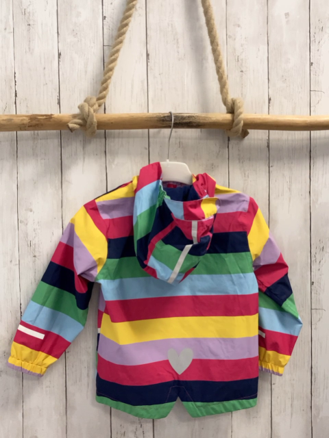 Manguun Regenjacke Gr. 98  rosa blau grün hellblau rosa gelbe Streifen 